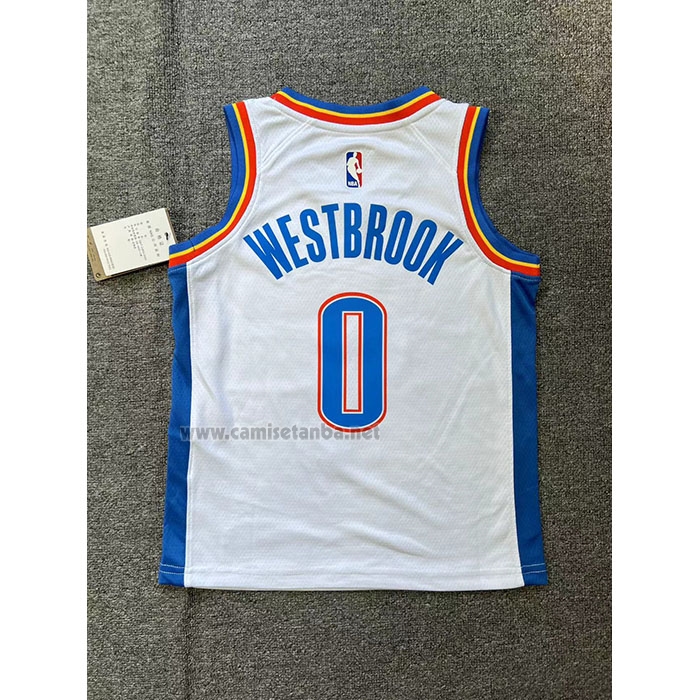 Camiseta Nino Oklahoma City Thunder Russell Westbrook #0 Association 2024-25 Blanco